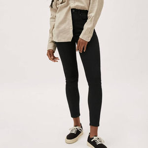 3/$20 Everlane Button Fly Black Cotton Modal Blend High Waisted Skinny Jeans 23
